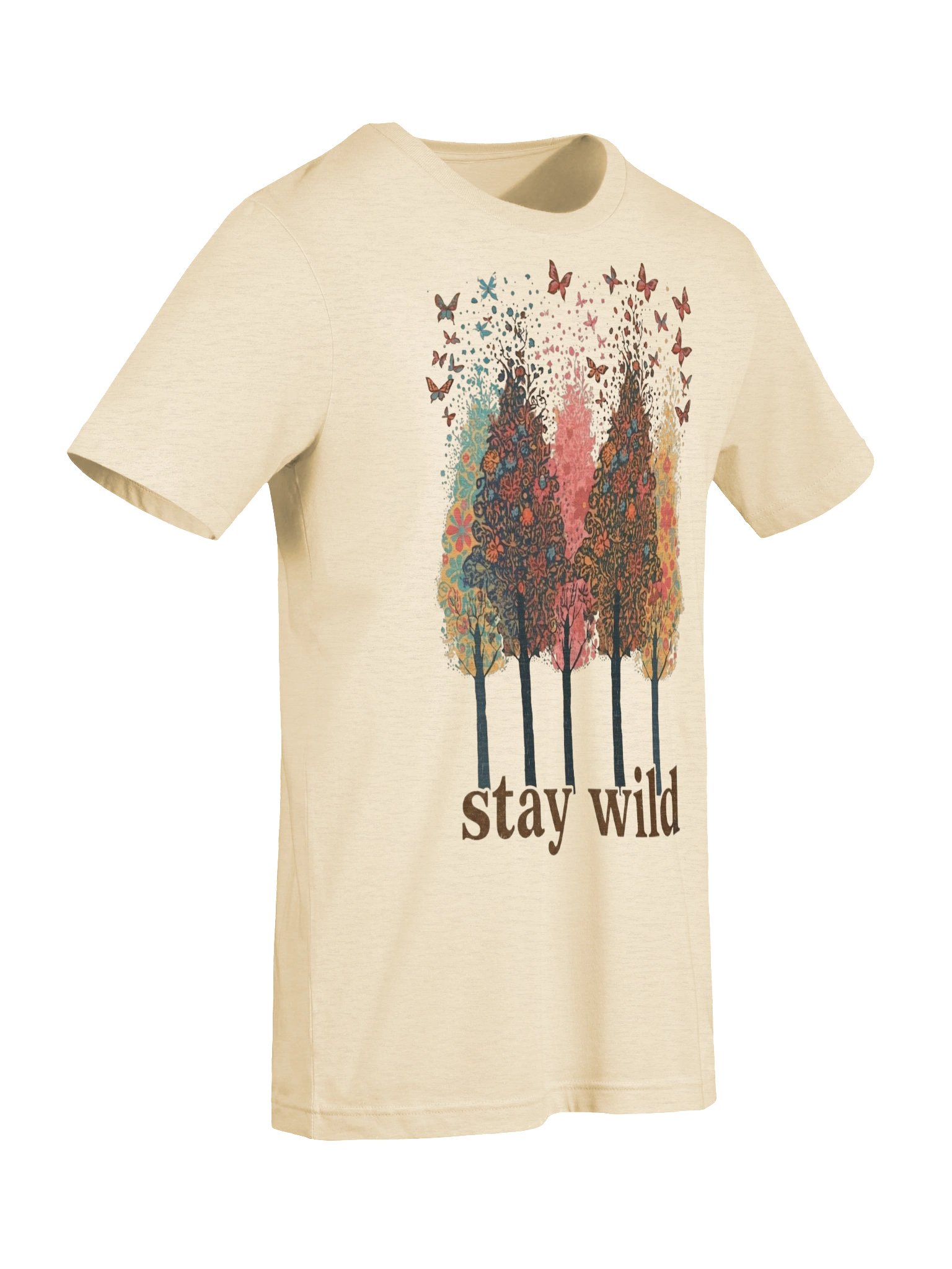 Stay Wild Boho Nature Lover Tee, Floral Butterfly Graphic Shirt product image (8)