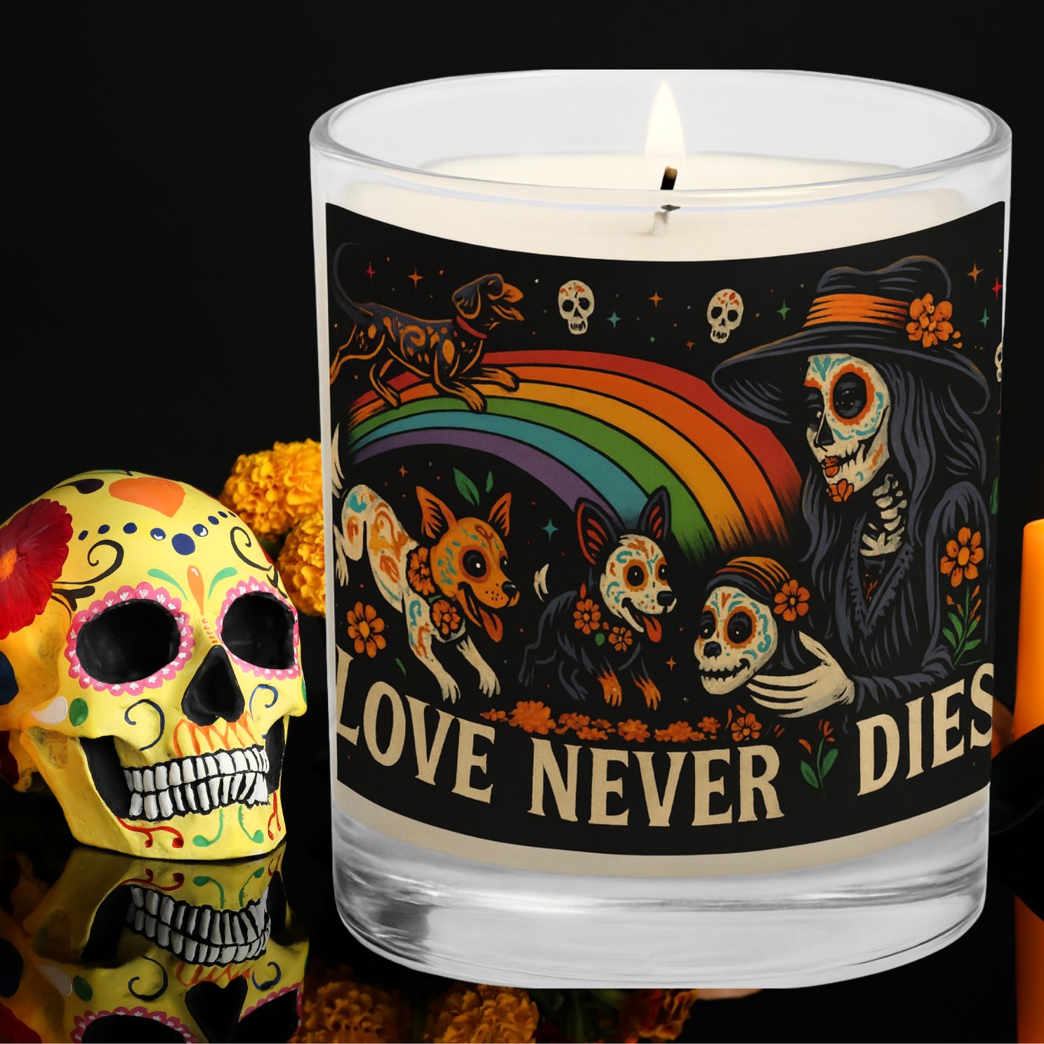 Day of the Dead Rainbow Bridge Candle – Love Never Dies Memorial Soy Wax Candle product image (5)