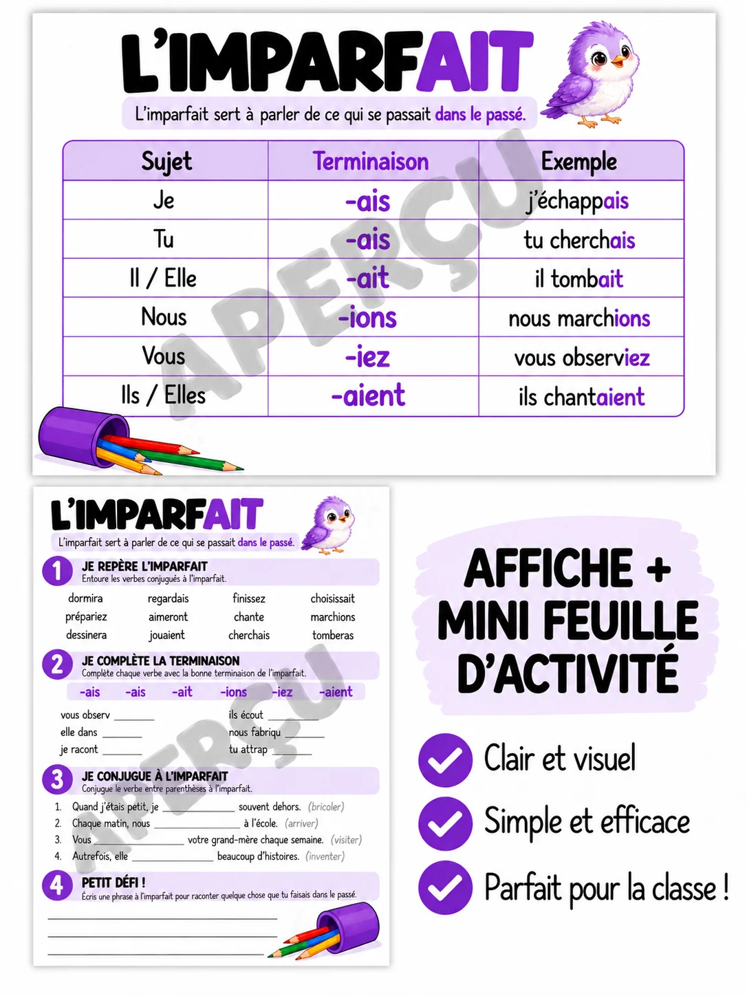 L’imparfait – Affiche + mini feuille d’activité product image (1)