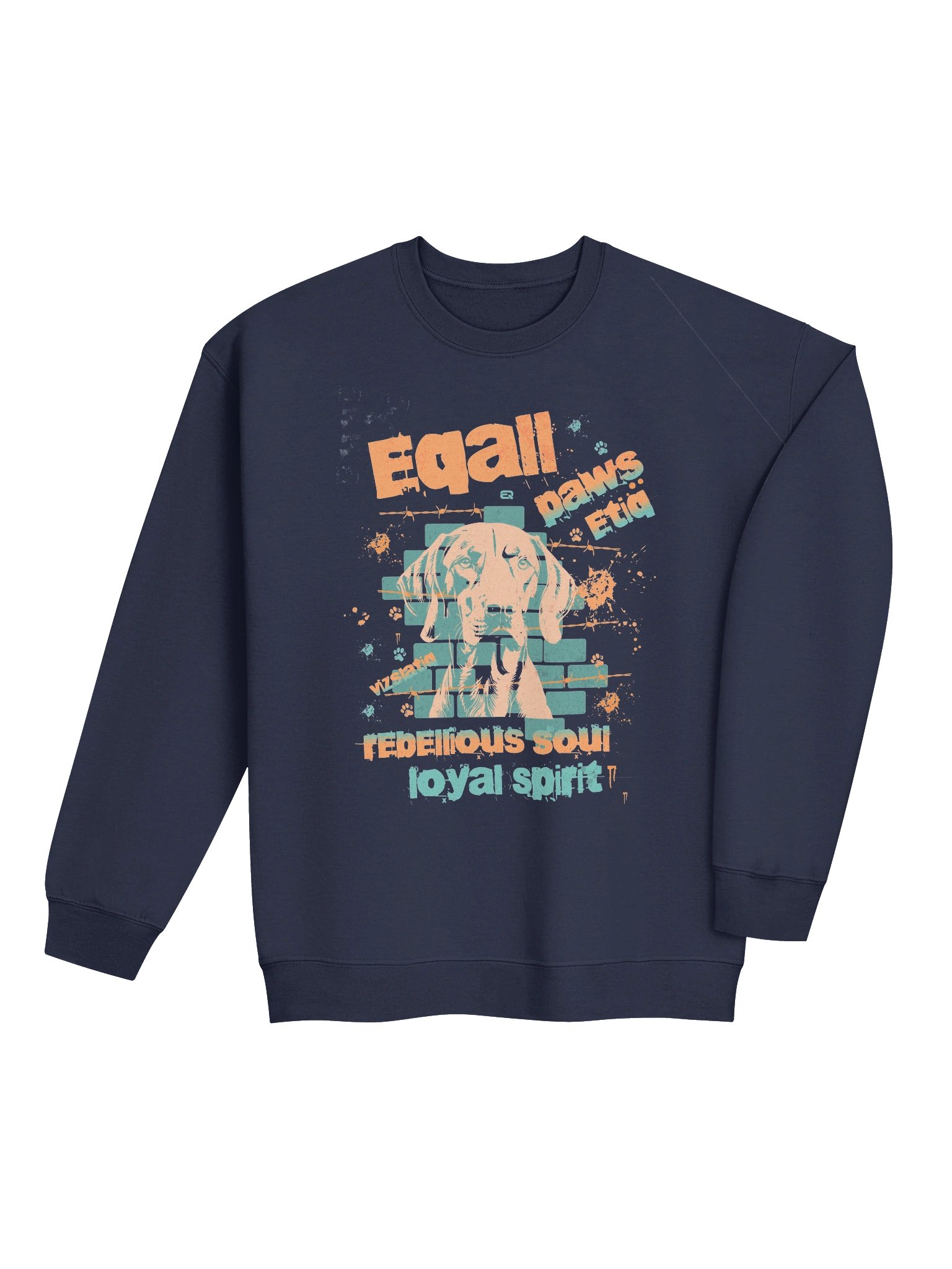 VIZSLATIQ Vibes Mid-weight PAWSETIQ Sweatshirt by EQALL® Originals_Orange_Turquoise product image (4)