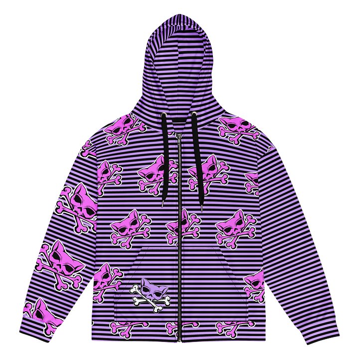 Blaque and Purple Kat Skull Remix Stripped Hoodie product image (1)