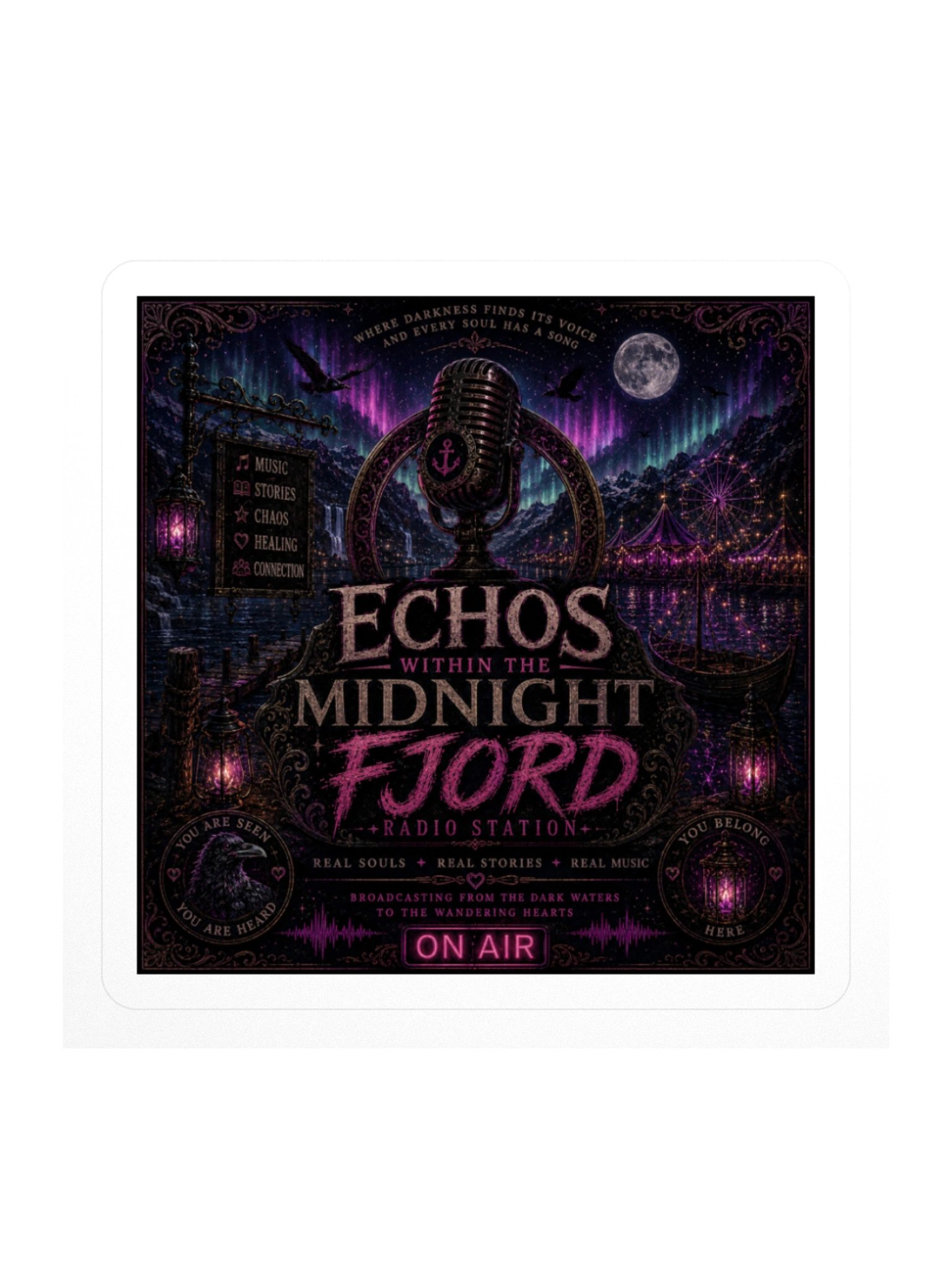 Echoes Within the Midnight Fjord Sticker product image (1)