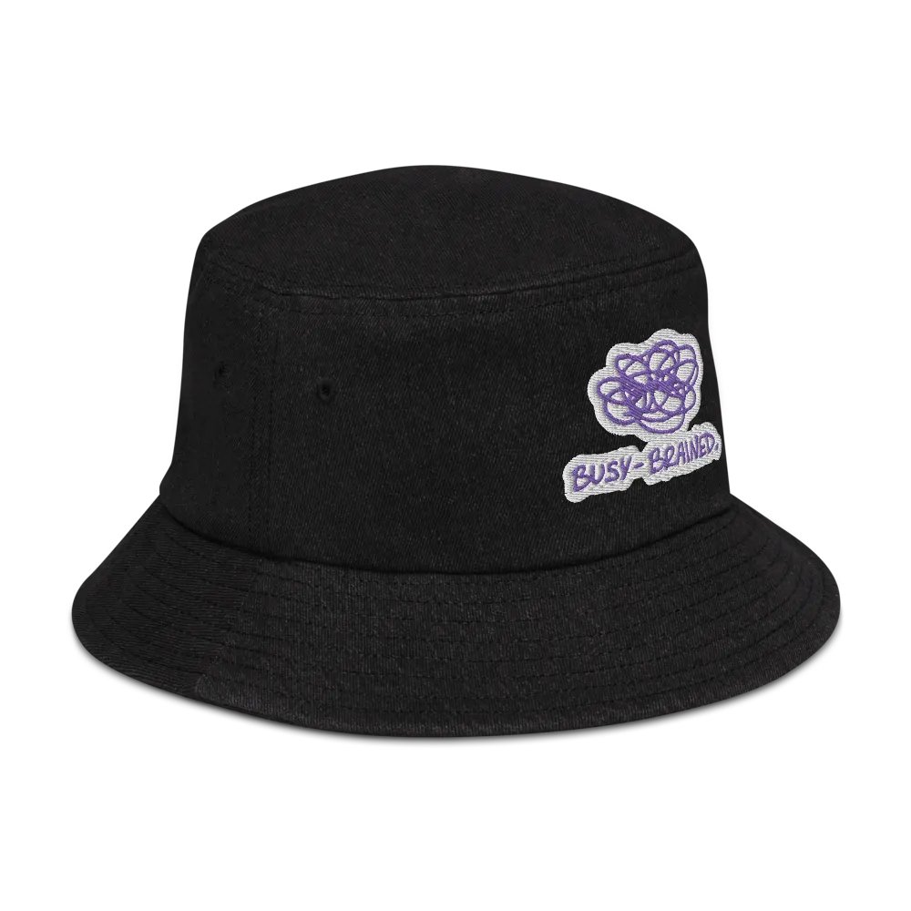 BUSY-BRAINED (purple bubble design) denim bucket hat product image (3)