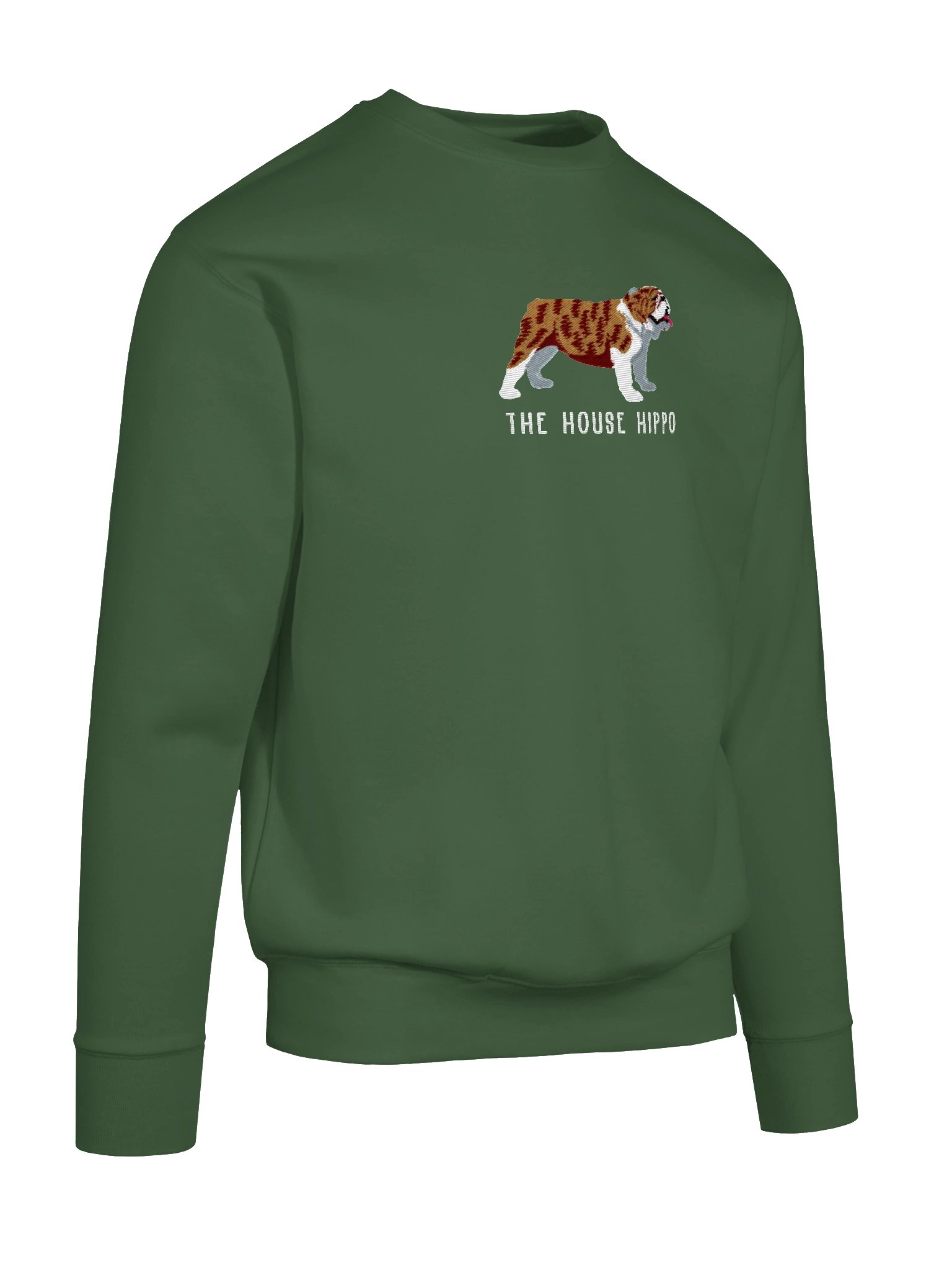 The House Hippo Sweatshirt (Embroidered) of an English Bulldog(Brindle & White) product image (38)
