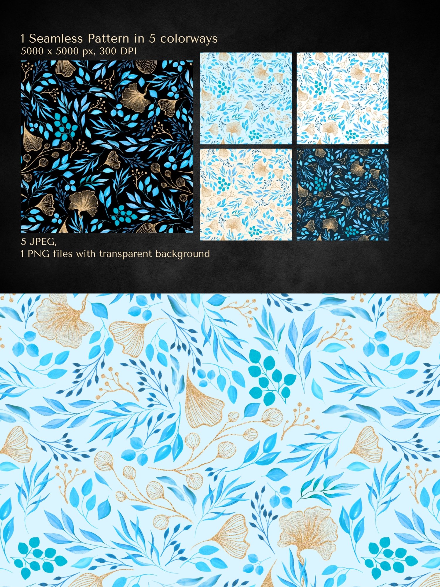 Blue & Gold Watercolor Bundle product image (3)