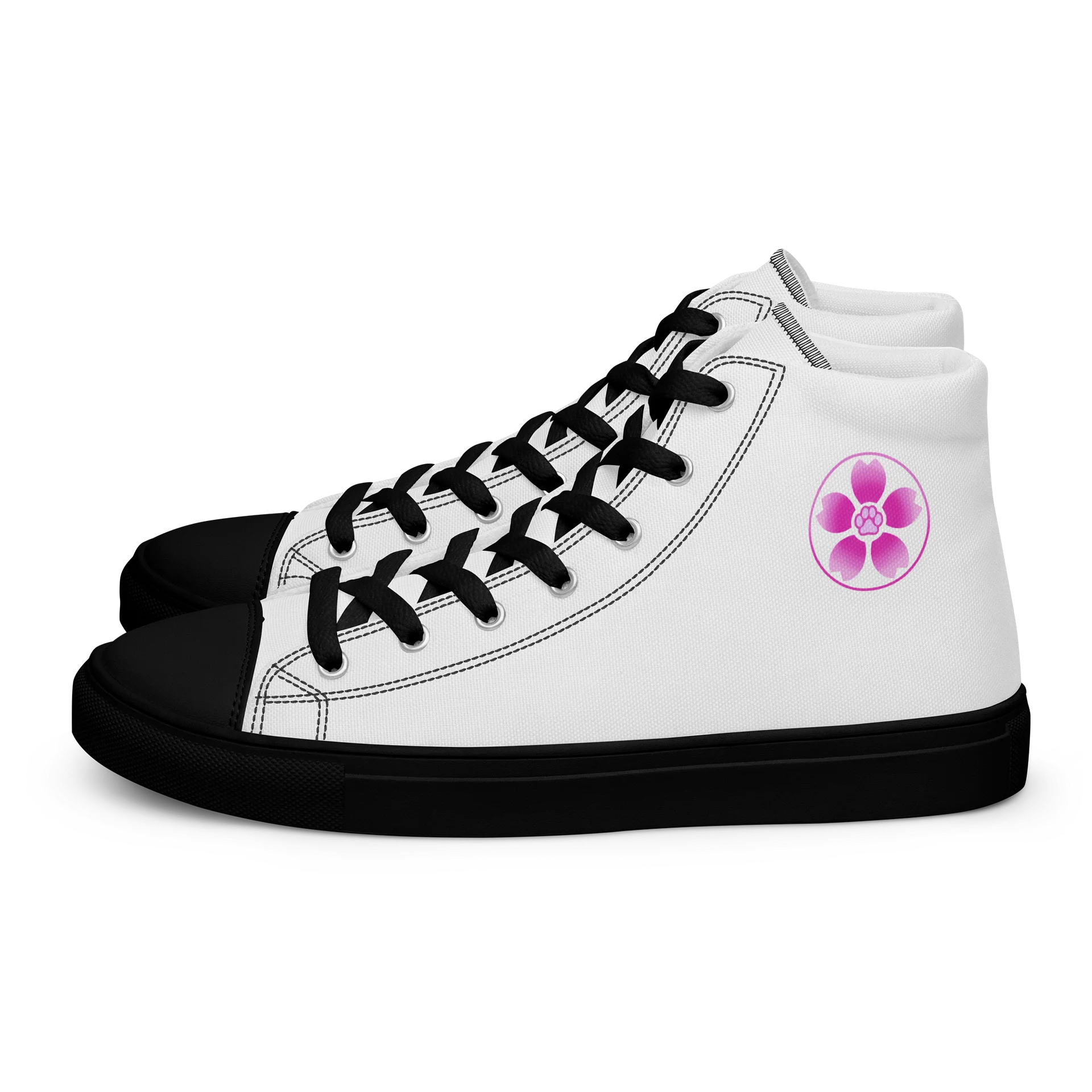 Moo Cherry Pawsom Logo Women's High-Canvas Shoes (White) product image (2)