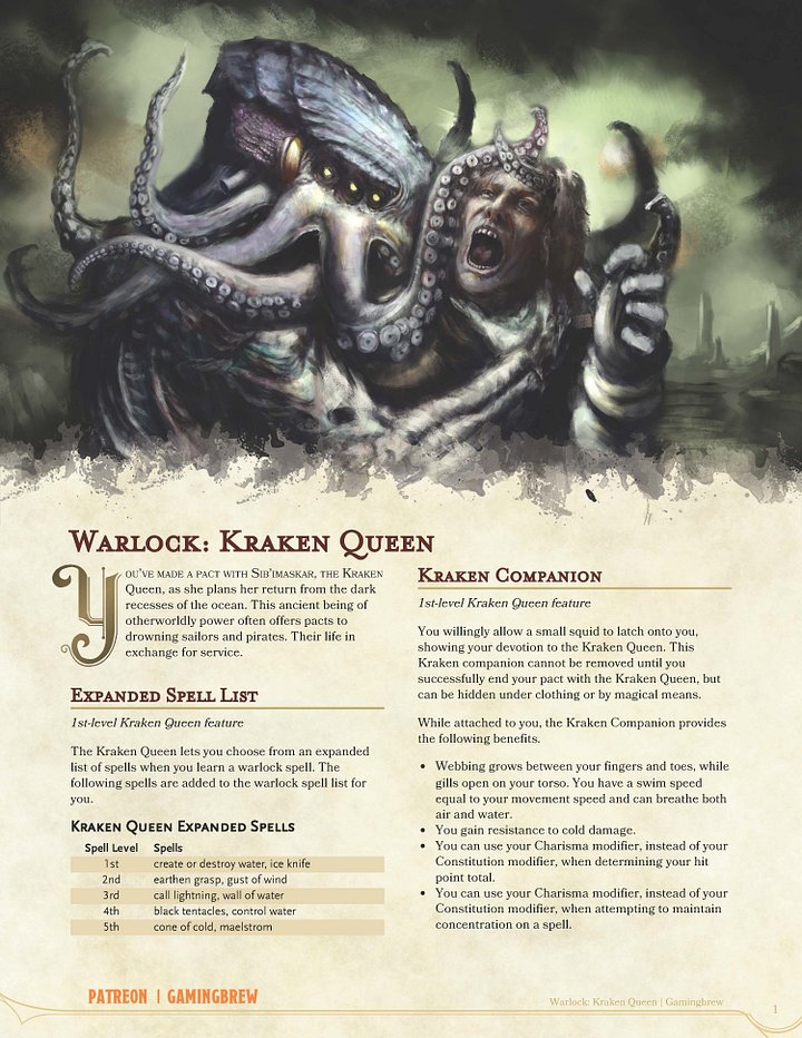 Kraken Queen | 5E Warlock Subclass product image (2)