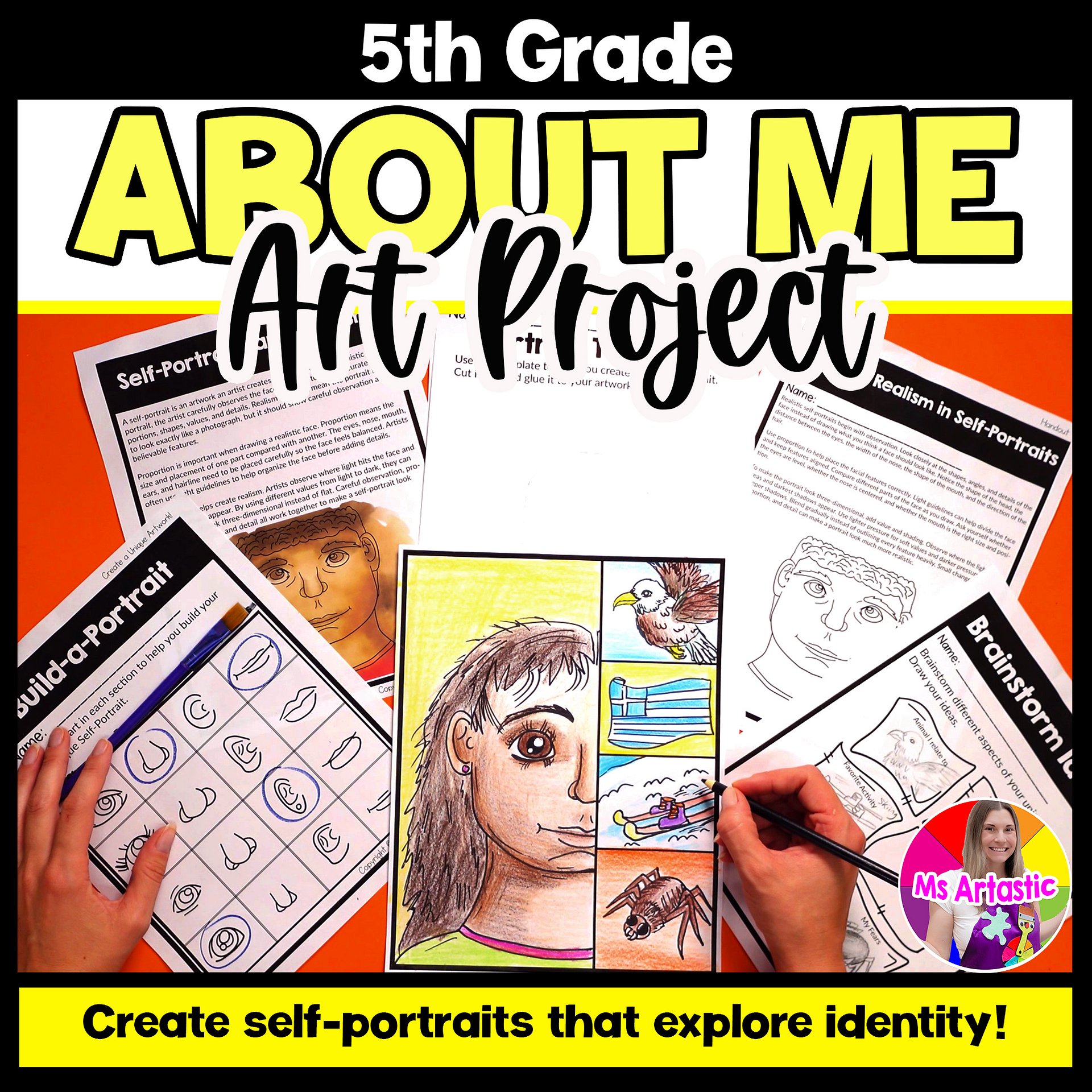 5th Grade Art About Me Grade 5 Self Portrait Identity Back to School Art Lesson product image (1)