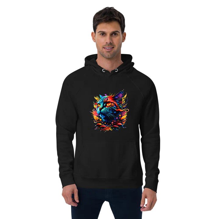 [Trippy Cat] - Unisex Eco Raglan Hoodie product image (6)