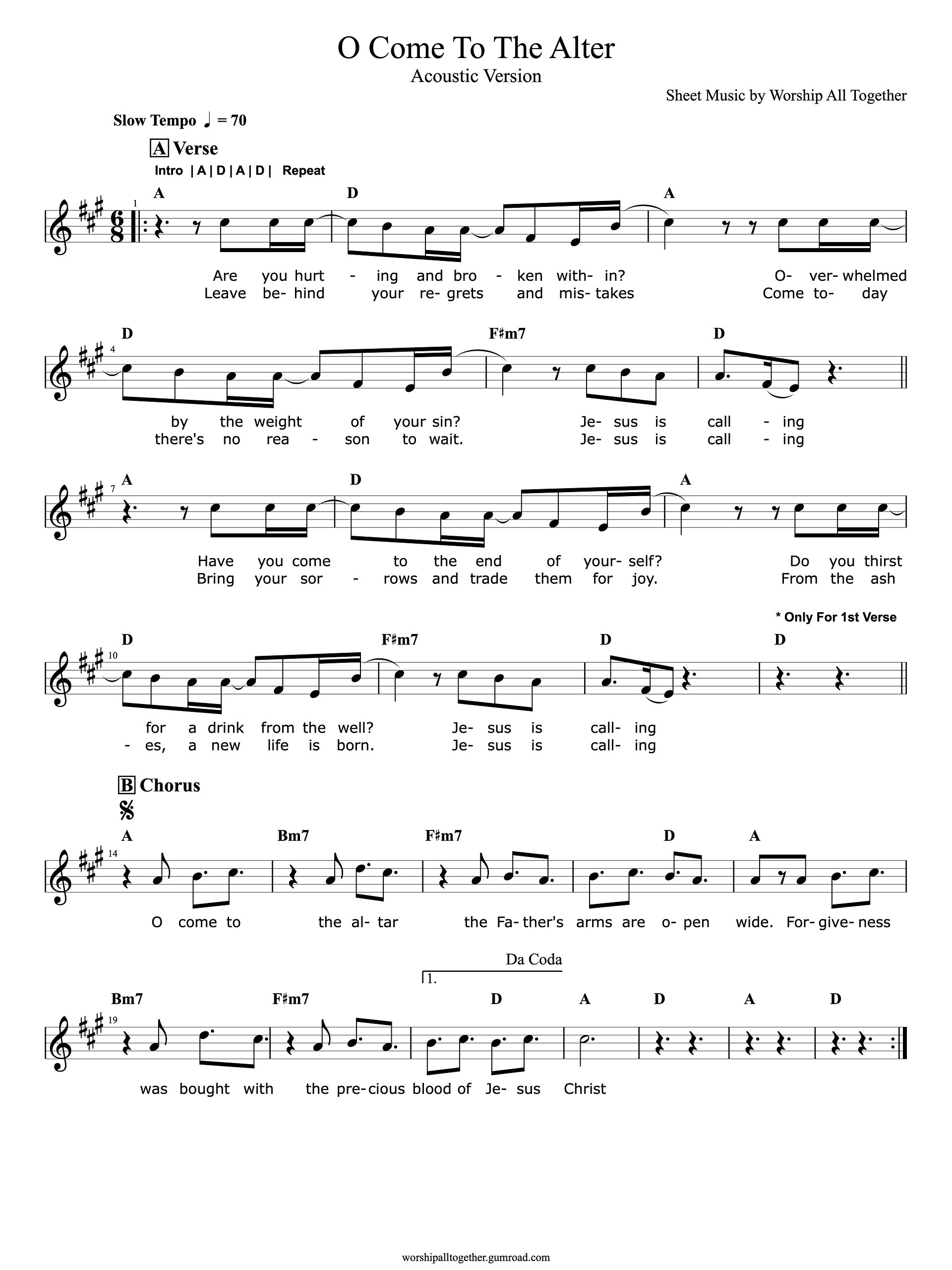 O Come To The Alter (Acoustic Elevation Worship) - A Key product image (1)