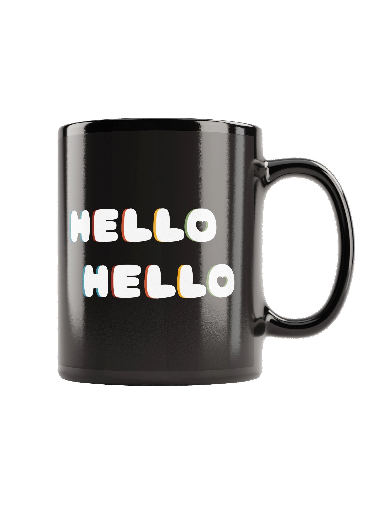 Hello Hello (White Text) Black Glossy Mug product image (3)