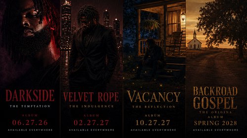 One story.

Three eras.

Countless lessons.

🌑 DARKSIDE — 06.27.26
🖤 VELVET ROPE — 02.2027
🏚️ VACANCY — 10.2027

The story un...