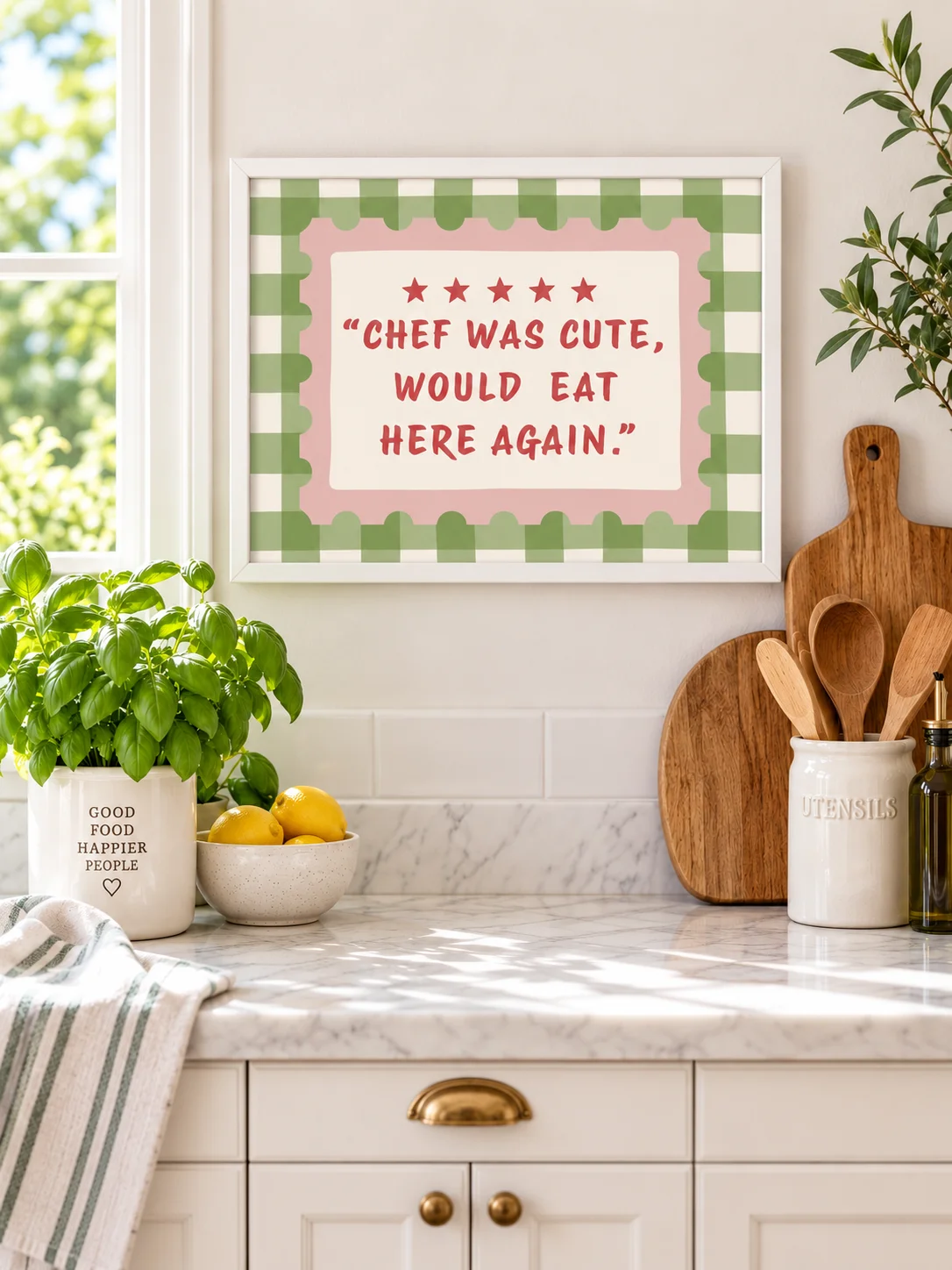 Chef Was Cute Quote | Funny Kitchen Wall Art | Retro Checkered Poster | Foodie Dining Decor | Printable Digital Download product image (5)