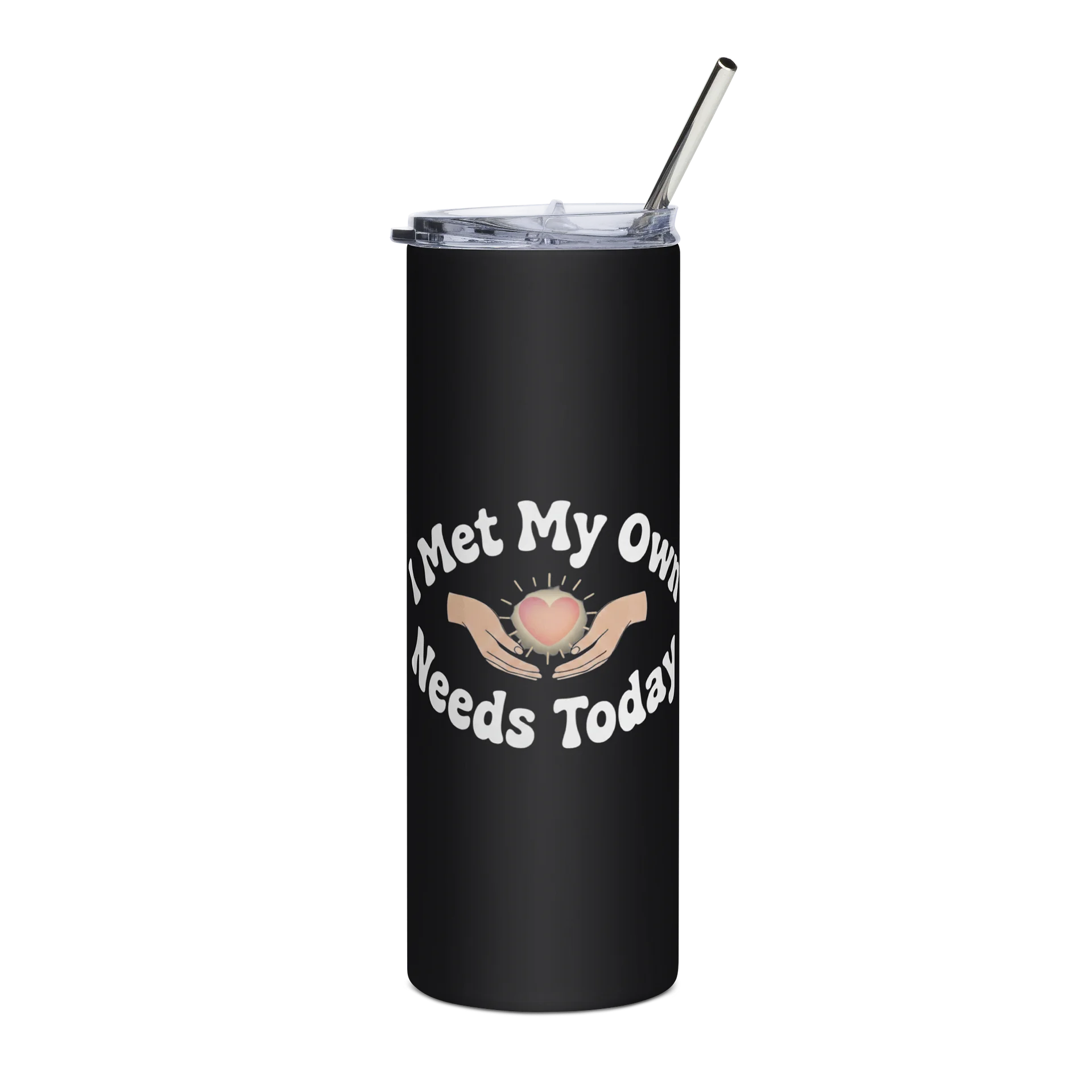 “I Met My Own Needs Today” Black Tumbler with Logo product image (1)