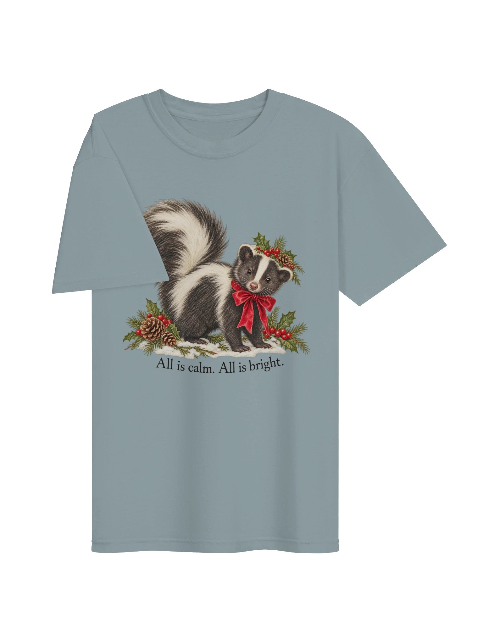 All Is Calm, All Is Bright – Christmas Skunk T-Shirt product image (7)
