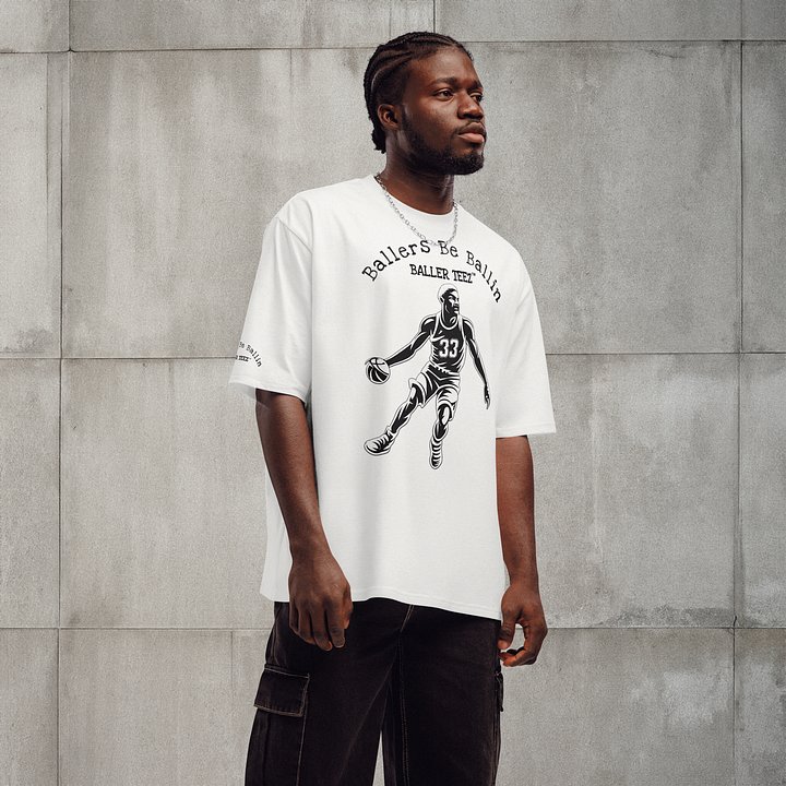 Baller Teez Oversized White Heavyweight Tee product image (1)