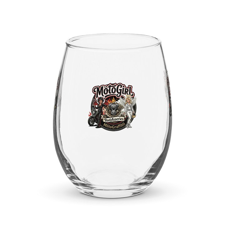 MotoGirl Emblem Stemless Wine Glass product image (1)