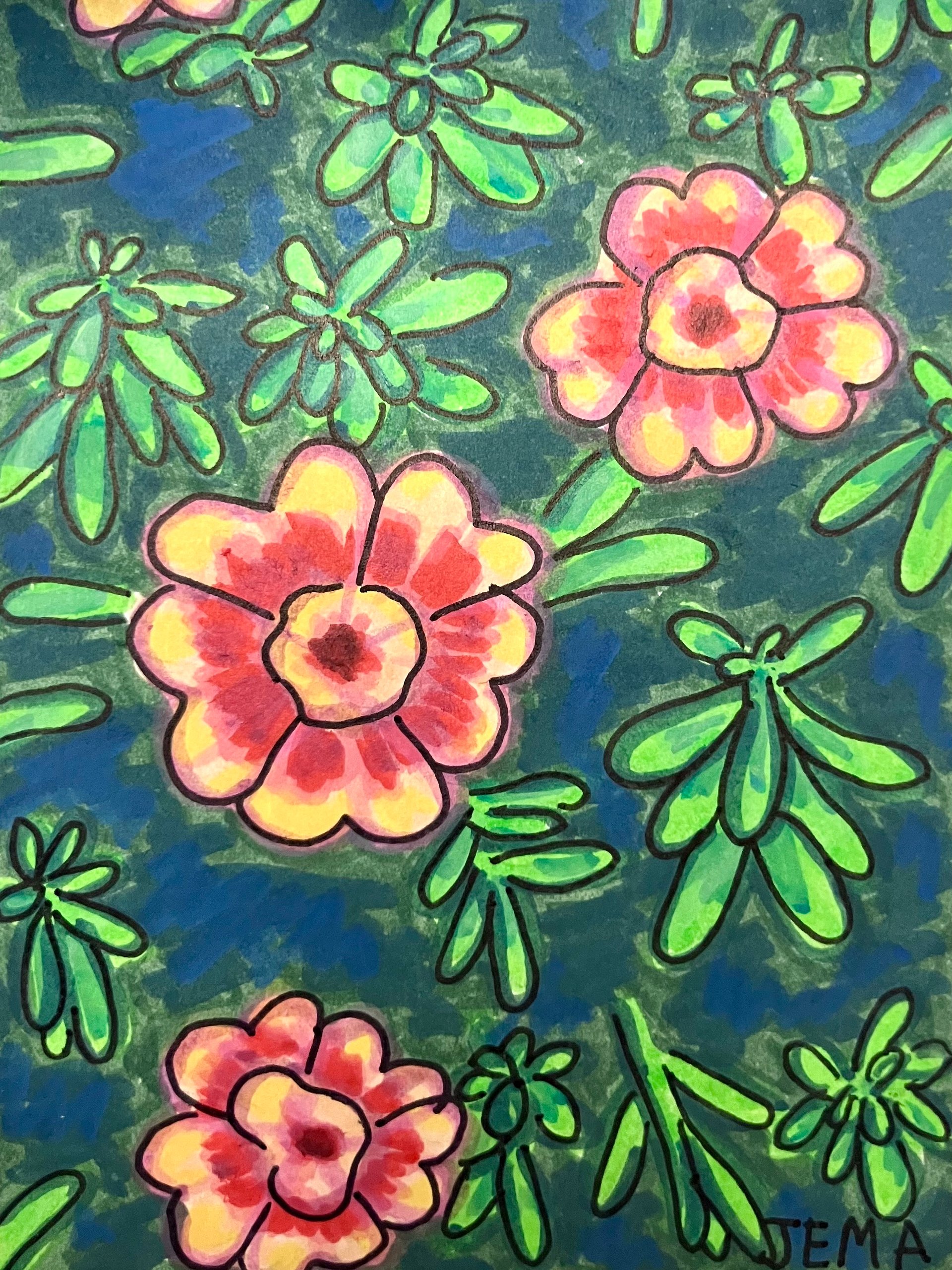 Bright Blooms ACEO Original Marker Art product image (2)