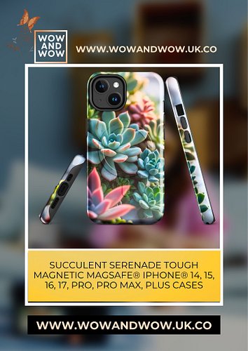 Elevate your iPhone game with our stunning Succulent Serenade Tough Magnetic MagSafe cases! 📱💕 Sleek, vibrant, and protective...