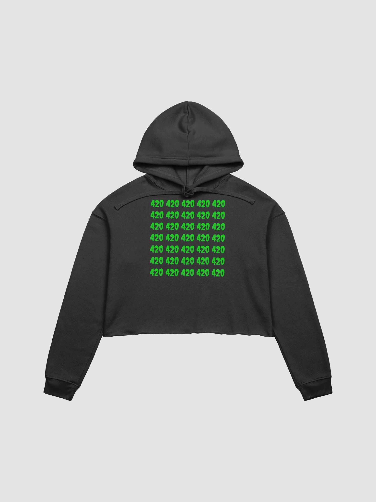 Happy 420 Black Crop Hoodie, Punk Rock Cannabis Clothing, Gothic Stoner Fashion product image (4)