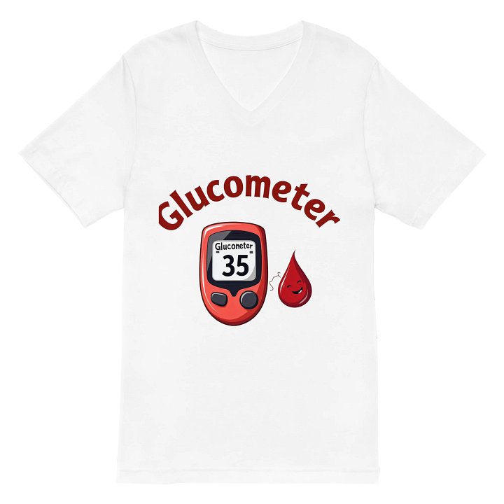 Happy Glucometer Red V-Neck Tee product image (2)
