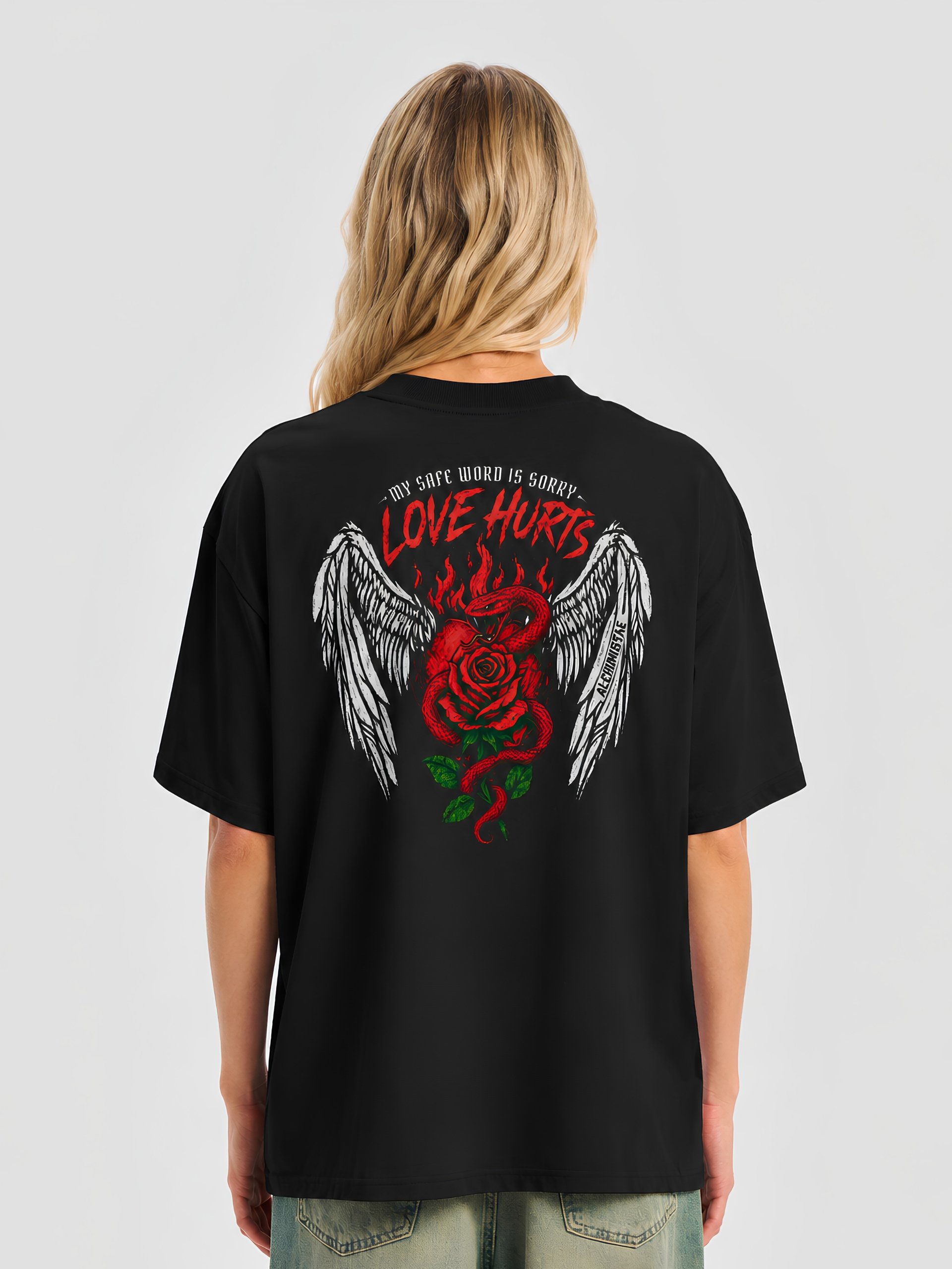 T-Shirt Unisex Oversize Coton Bio Poids Lourd – LOVE HURTS product image (3)