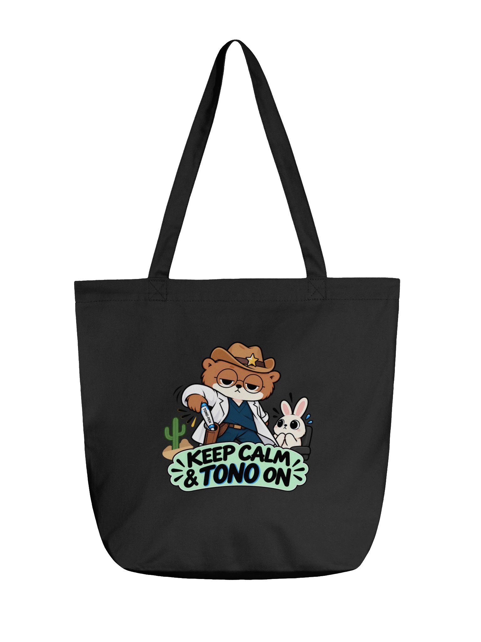 Sleepy Optometrist Keep Calm & Tono On Black Tote product image (1)