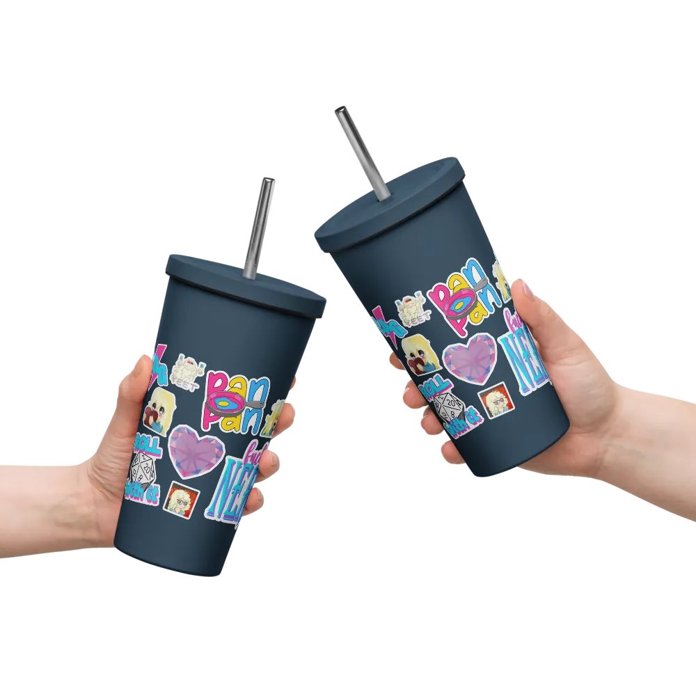 Faux Sticker Insulated Tumbler with Lid and Straw product image (11)