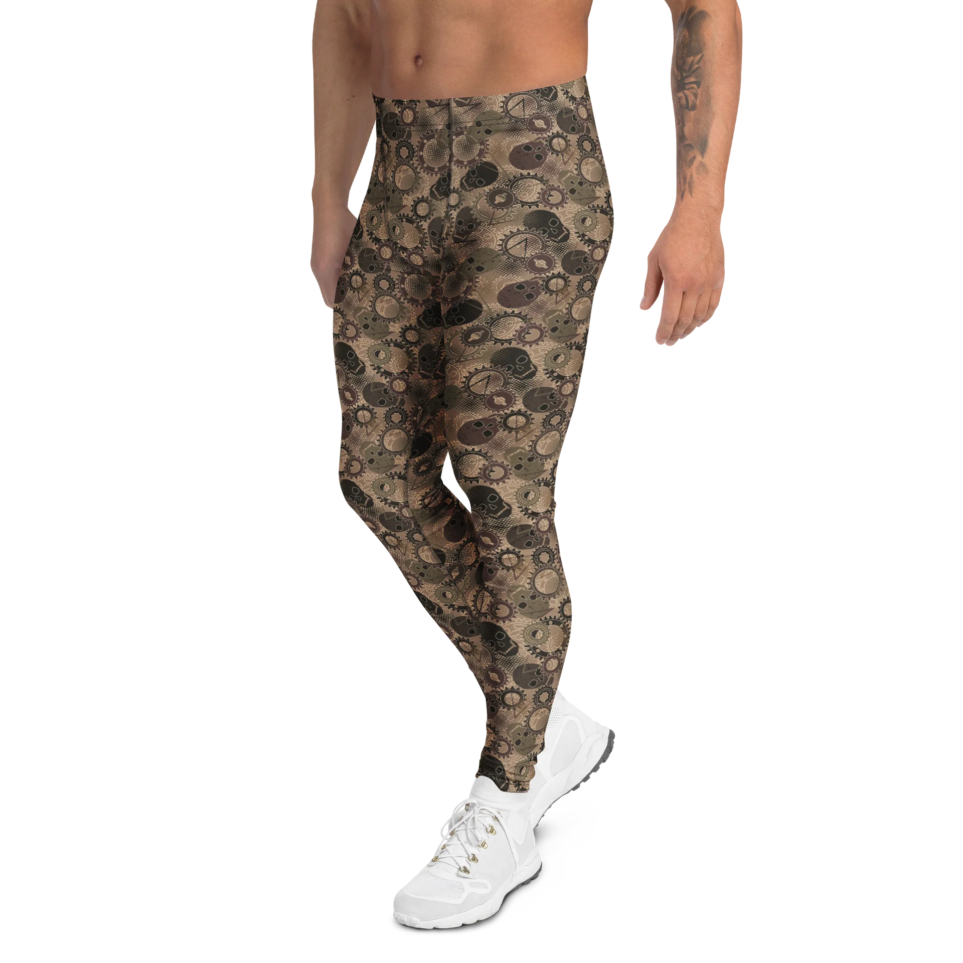 Comfortable Men’s Leggings with Camo Gears Skulls product image (4)