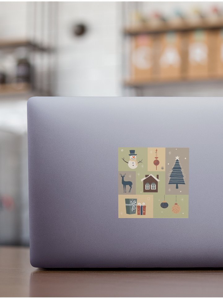 Mid-century retro Christmas Kiss Cut Sticker product image (1)