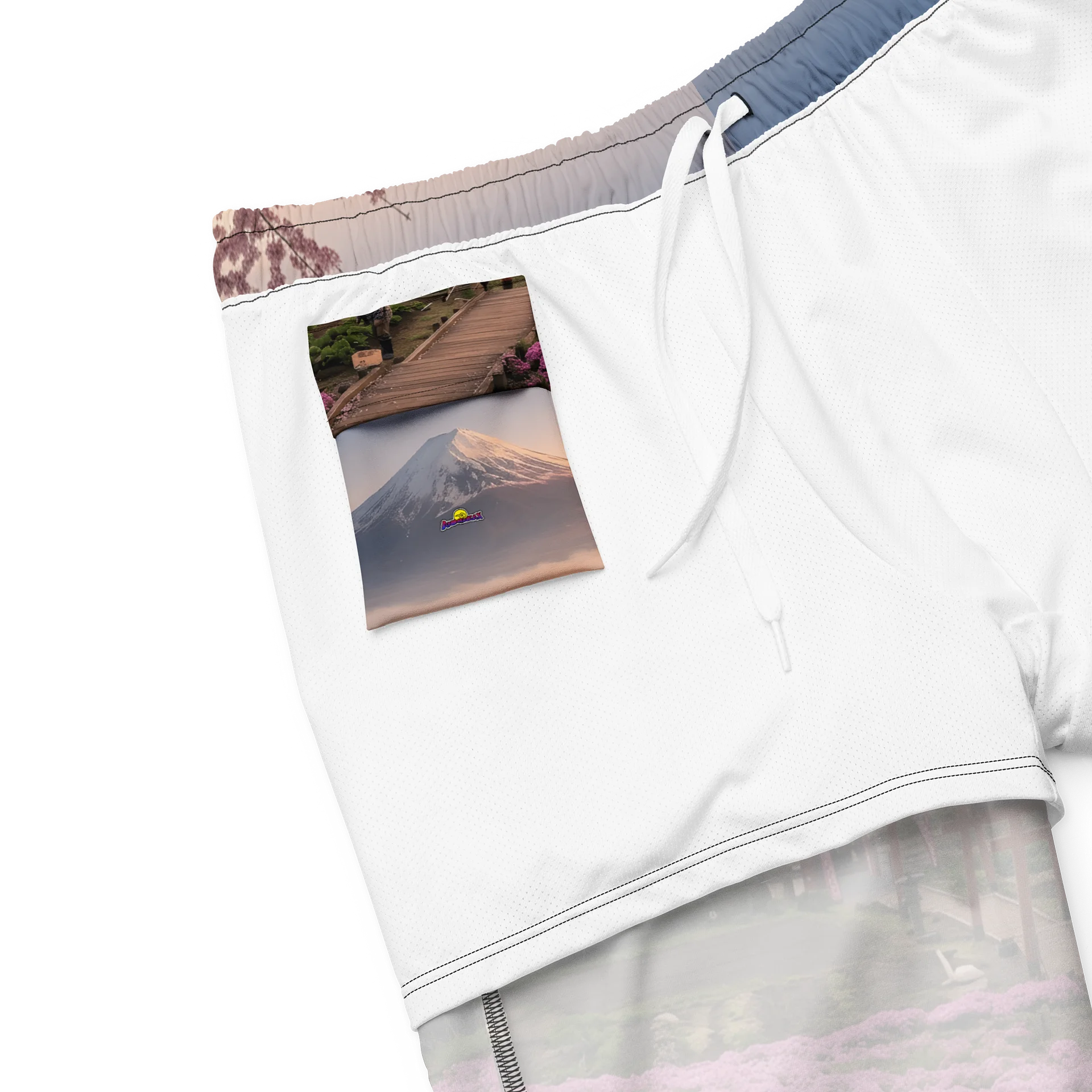 Mount Fuji Village Pink Moss Swim Trunks product image (8)