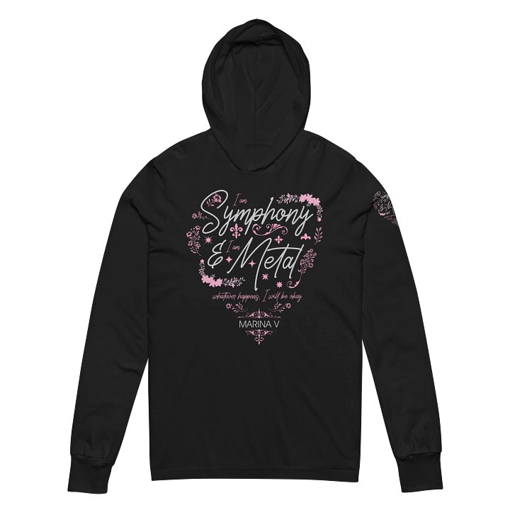 Women's Symphony & Metal 100% cotton hooded long-sleeve tee, lyrics on the back, art on left sleeve product image (2)
