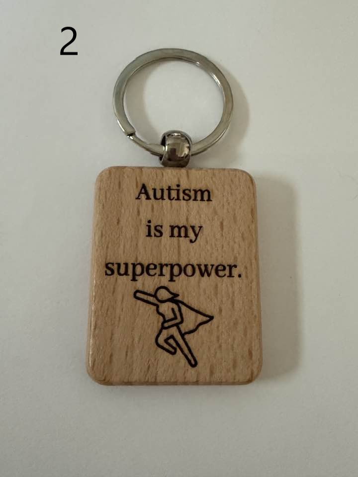 Wooden Engraved Neurodivergent Keychains | ADHD, Autism, Anxiety, and More (3) product image (2)