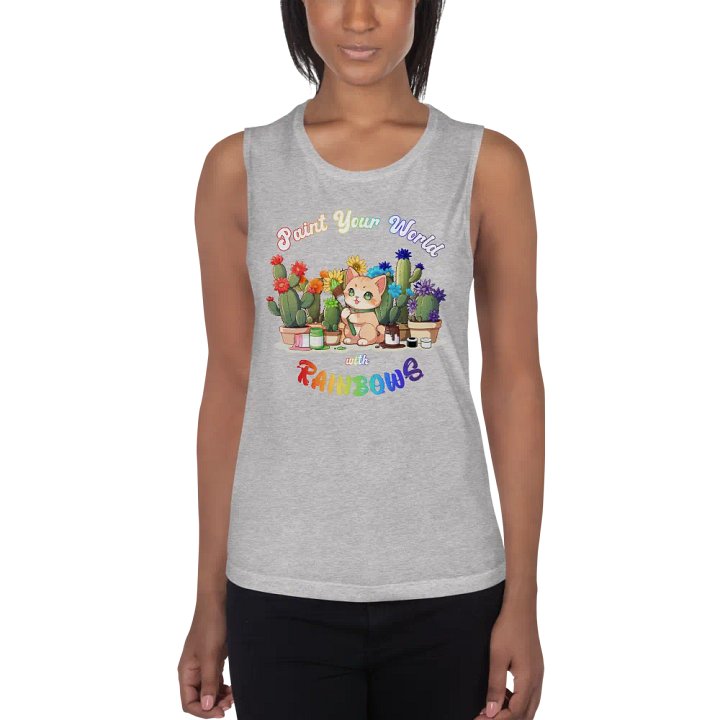 Rainbow Kitten Artist Flowy Muscle Tank product image (2)