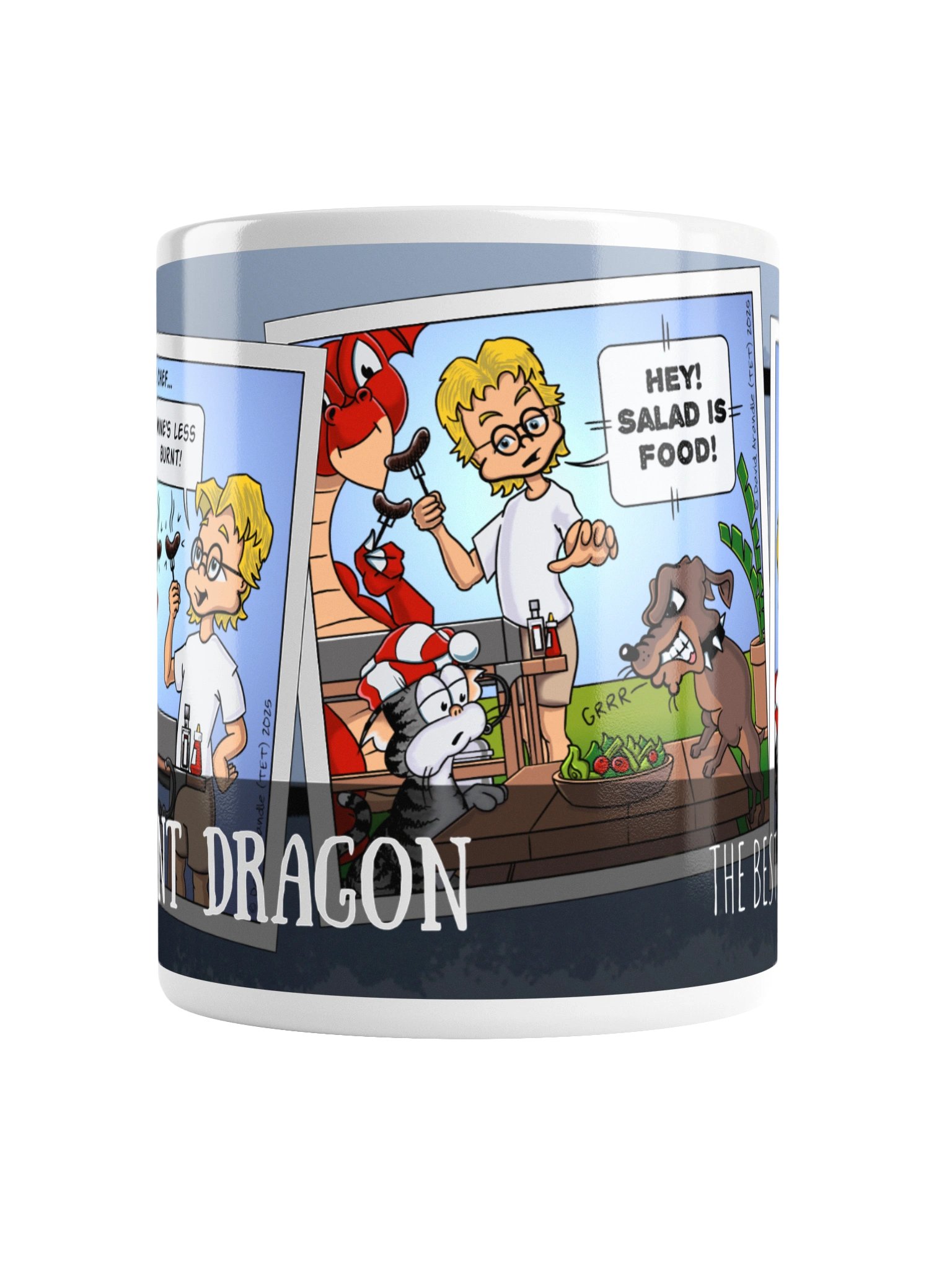 Resident Dragon Comic Best Barbecue Chef Three-Panel Mug product image (2)