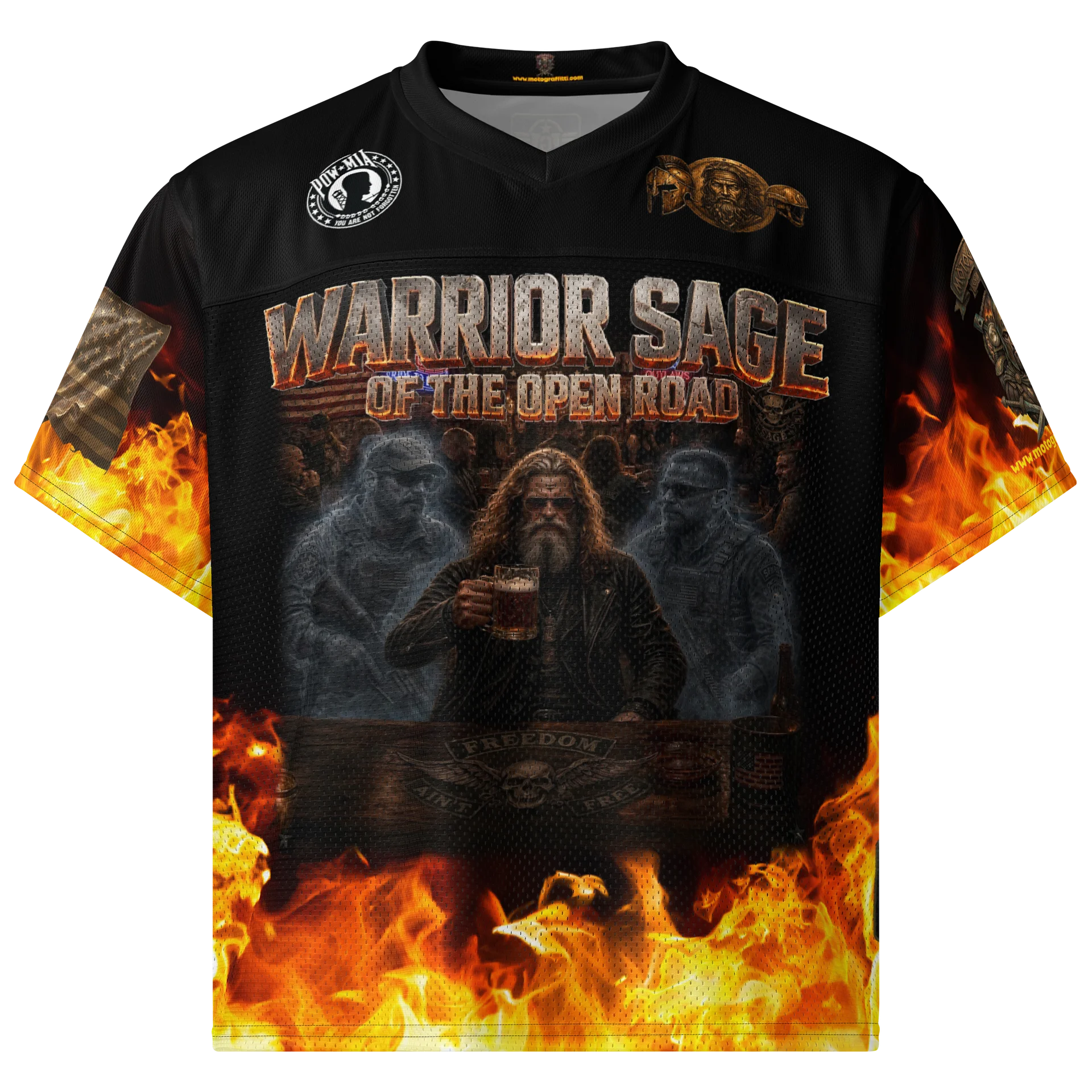 MötoGraffitti Warrior Freedom Aint Free Football Jersey product image (3)