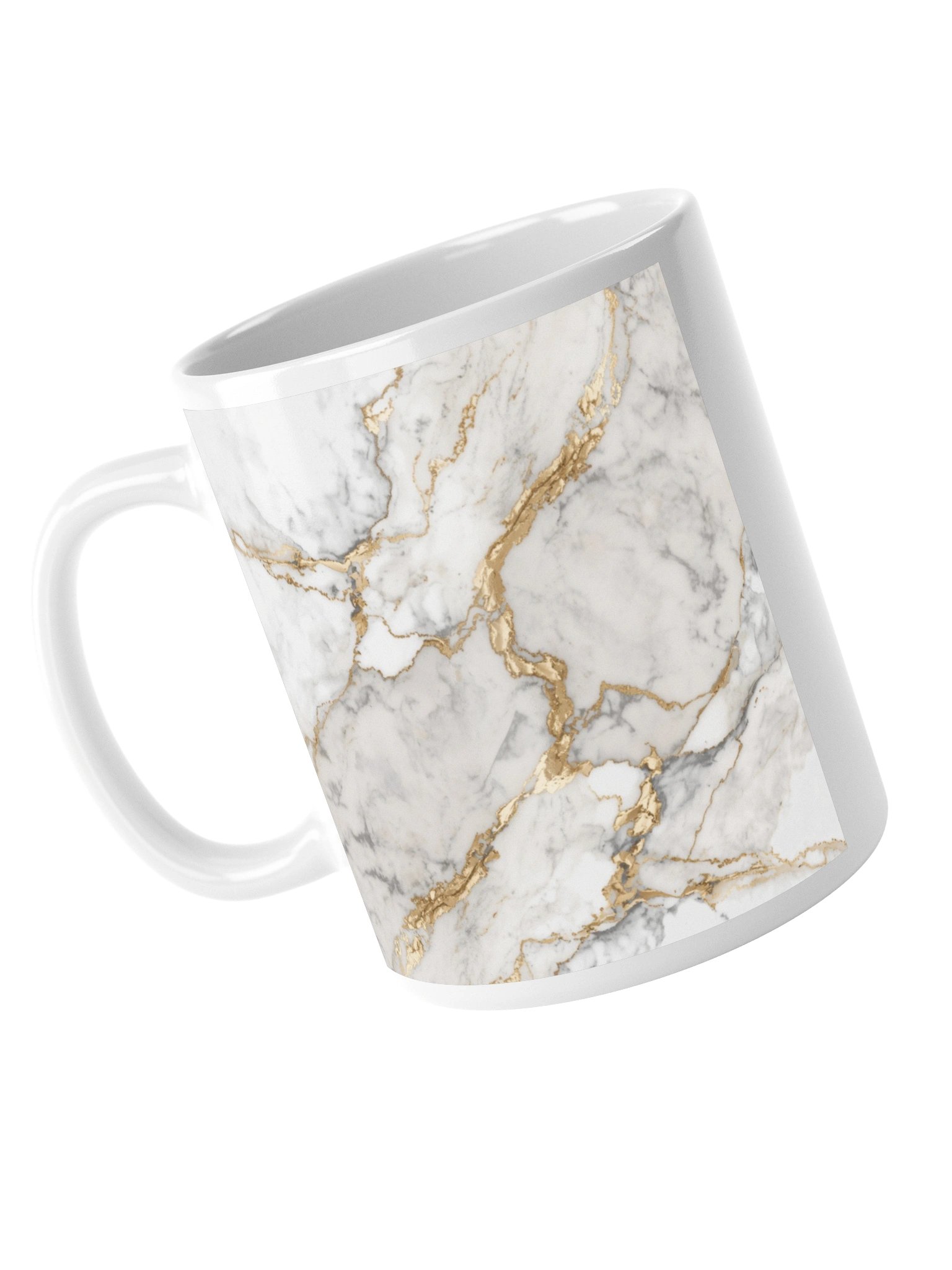 Luxury Gray & Gold Glossy Mug | Modern Marble-Inspired Drinkware_11 oz product image (5)