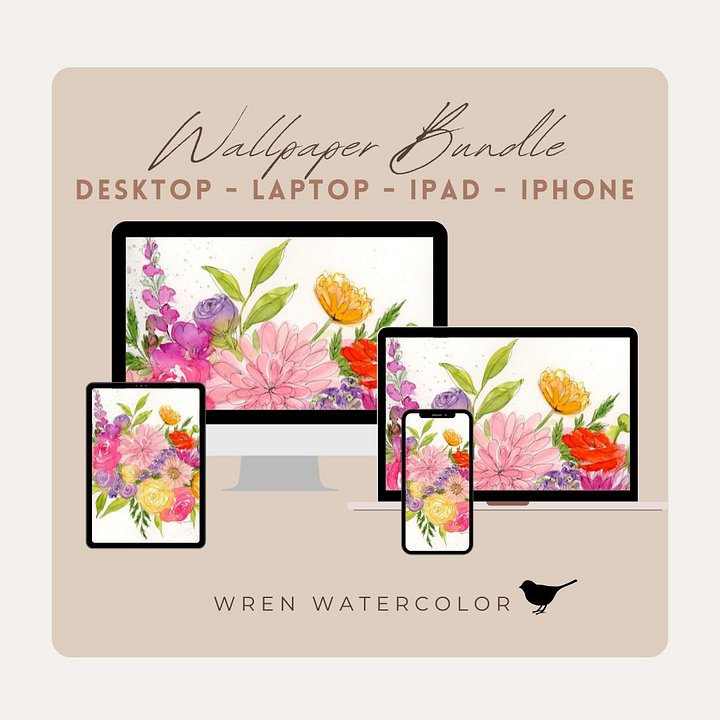 Vintage Watercolor Digital Wallpaper Bundle product image (1)