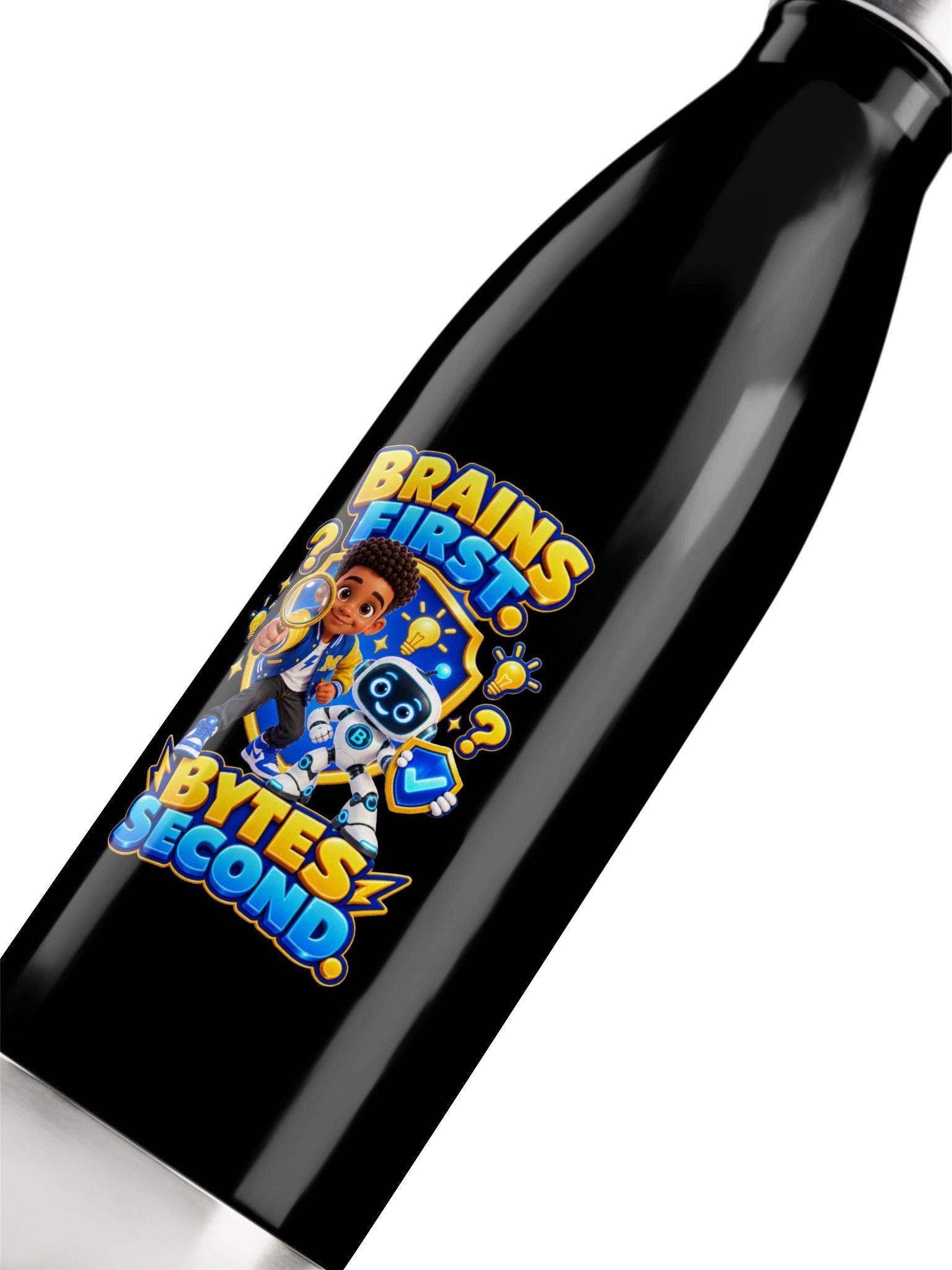 Brains First. Bytes Second. Stainless Steel Water Bottle | Marcus & Byte product image (9)