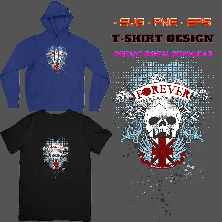 Halloween svg, England flag, skeleton svg, skull svg, forever svg, etablished since 2008 svg, T-shirt svg, Custom Design, cut files cricut product image (1)