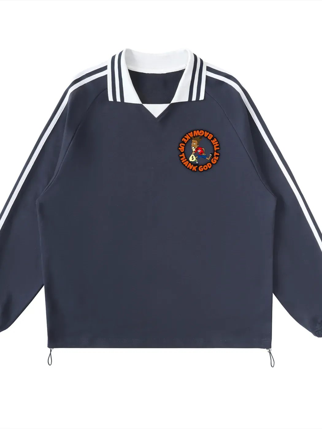 GET THE BAG Contrast Striped Lapel Collar Sweatshirt product image (3)