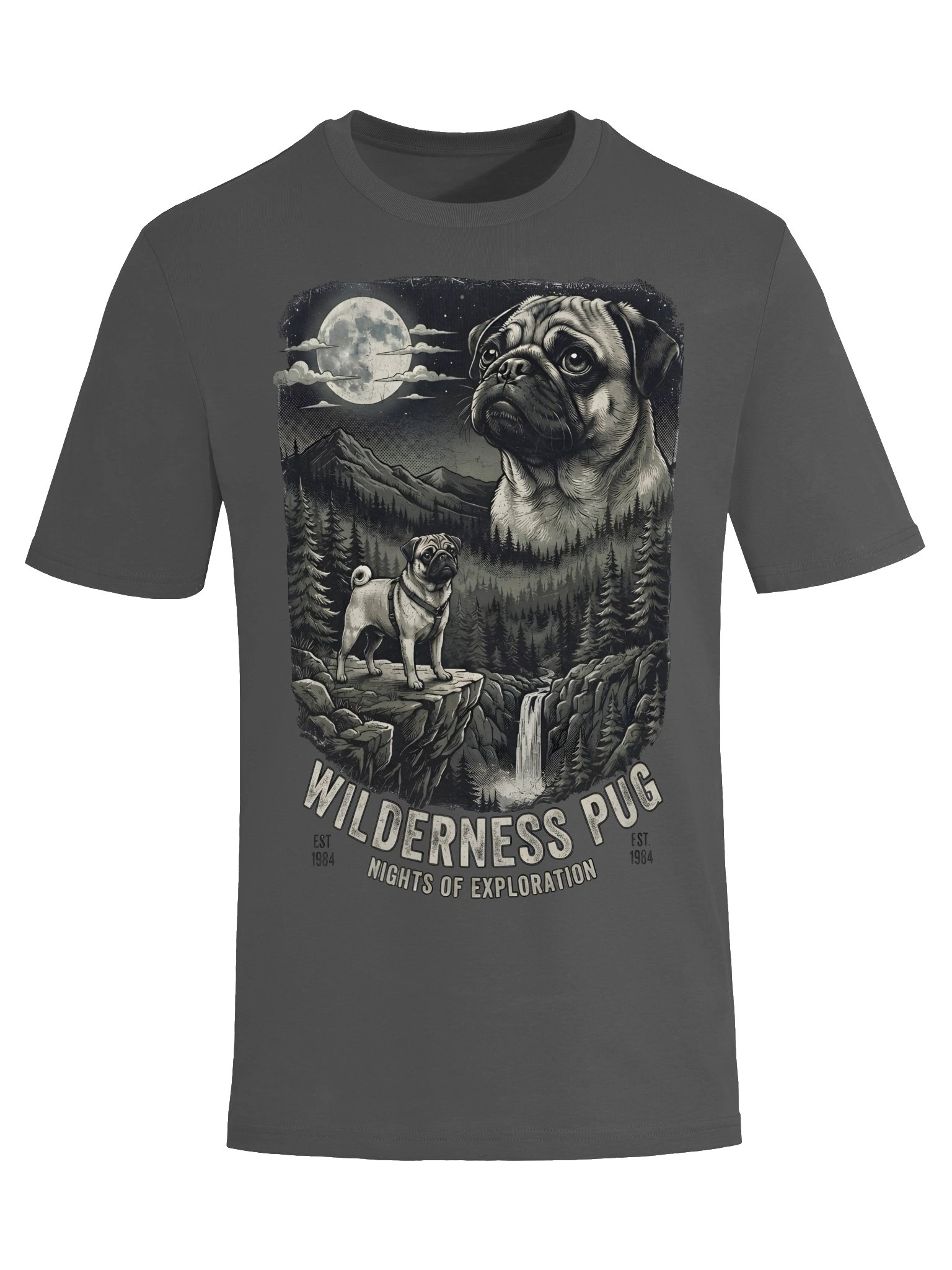 Pug Moon Vintage T-Shirt product image (6)