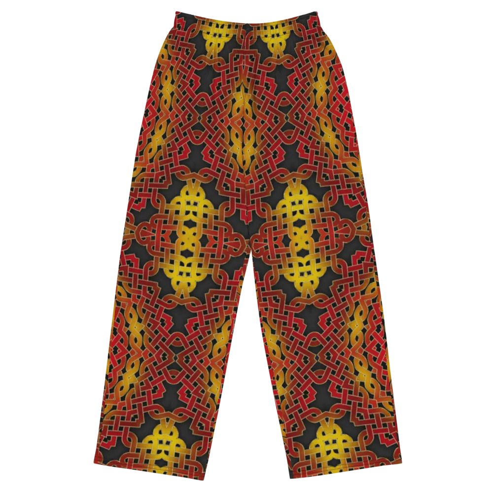 Orange and Gold Celtic Knot Kaleidoscope Wideleg Pants product image (1)
