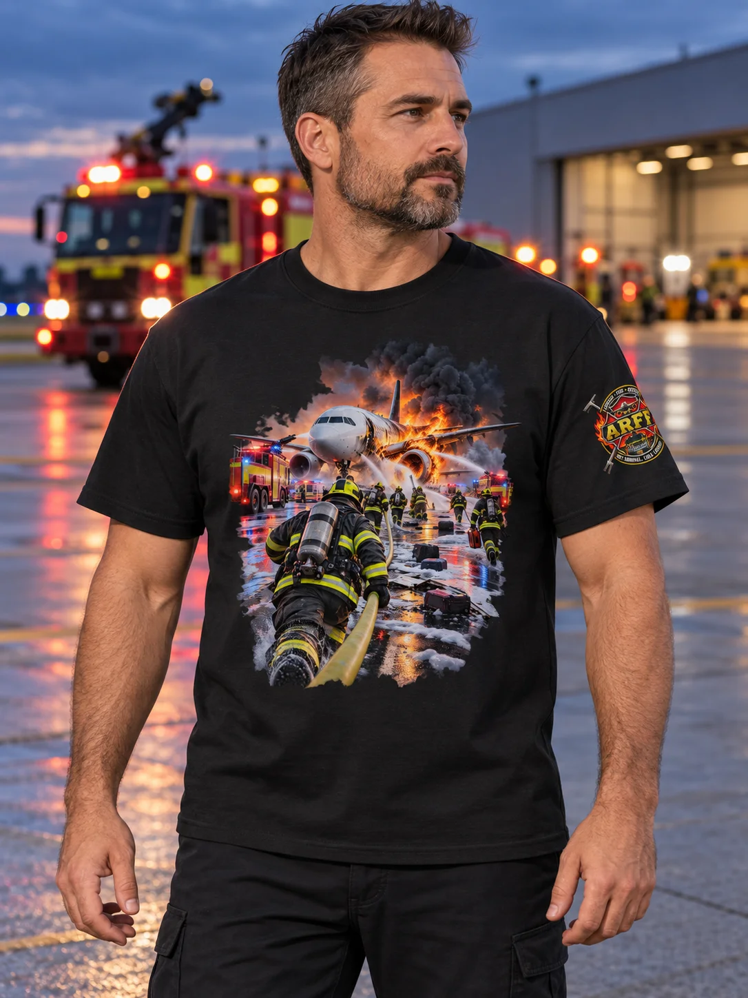 Hot Arrival. Cold Landing. ARFF Firefighter T-Shirt | FLAT OUT BROKEN™ product image (1)