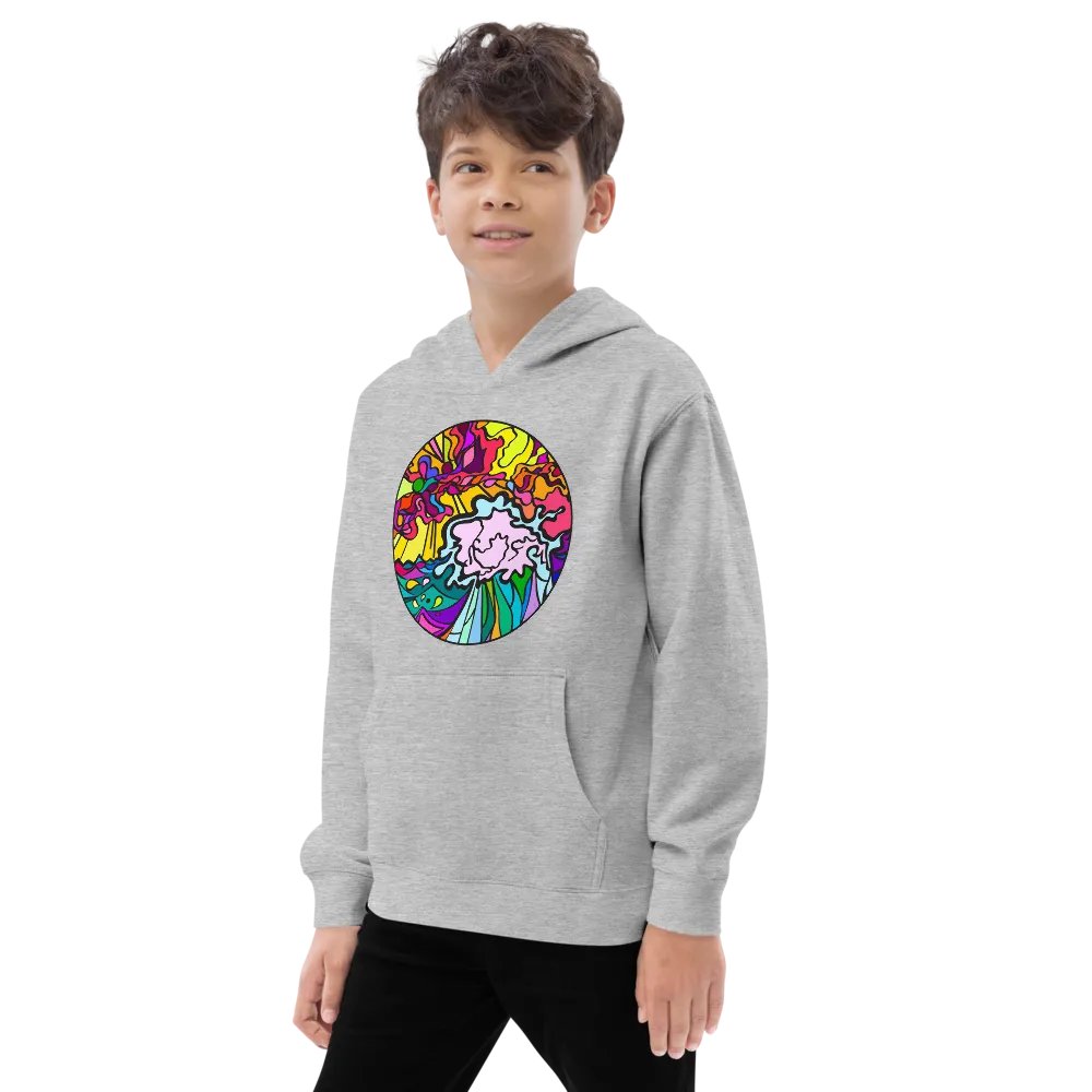 Vibrant Mosaic Youth Fleece - Wave at Sunset product image (9)