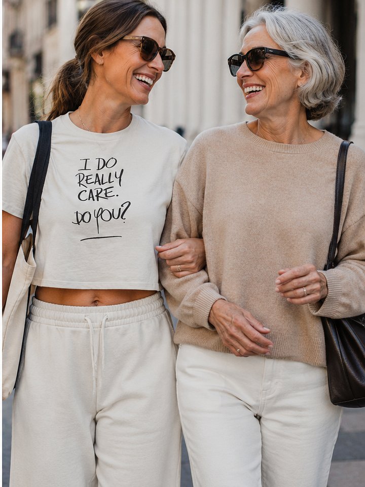 I Do Really Care Do You? T-Shirt | Handwritten Script Crop Tee product image (2)