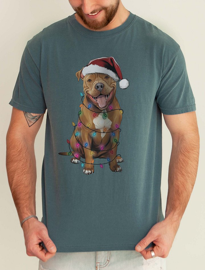 Funny Pitbull Terrier(Red) Christmas T-Shirt for Pittie Paw-rents product image (1)