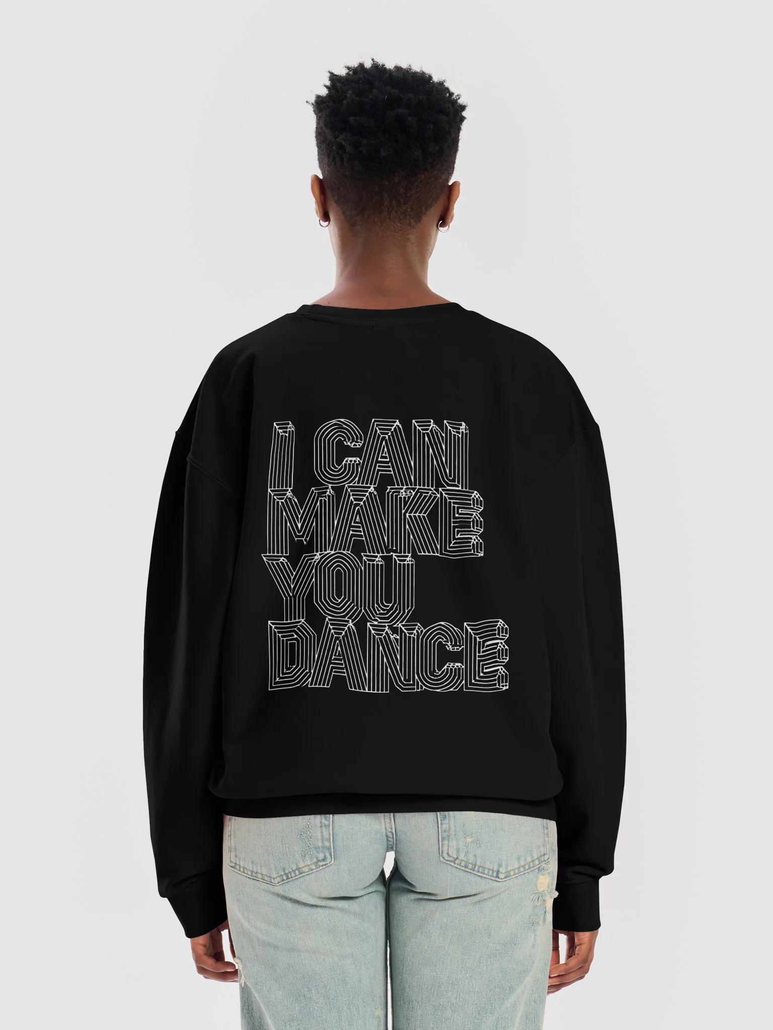 LABEL LOGO W/ I CAN MAKE YOU DANCE ON BACK (Unisex Garment-Dyed Fleece Crewneck Sweatshirt) product image (2)