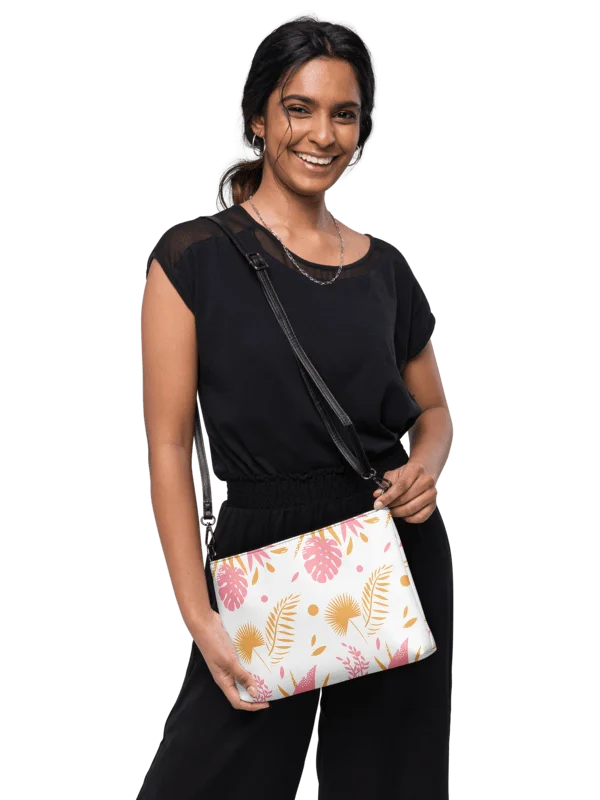 Pink Tropical Leaf Crossbody Bag product image (1)
