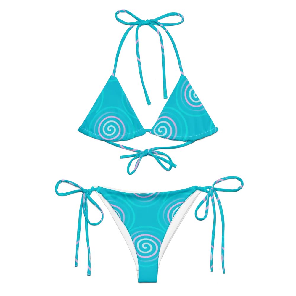 Beautiful Minimalist Ocean Swirl Pattern String Bikini product image (6)